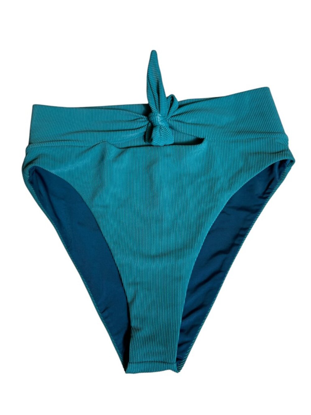 NWT Free People x Beach Riot Emma Teal Ribbed Tie-Front Bikini Bottoms M